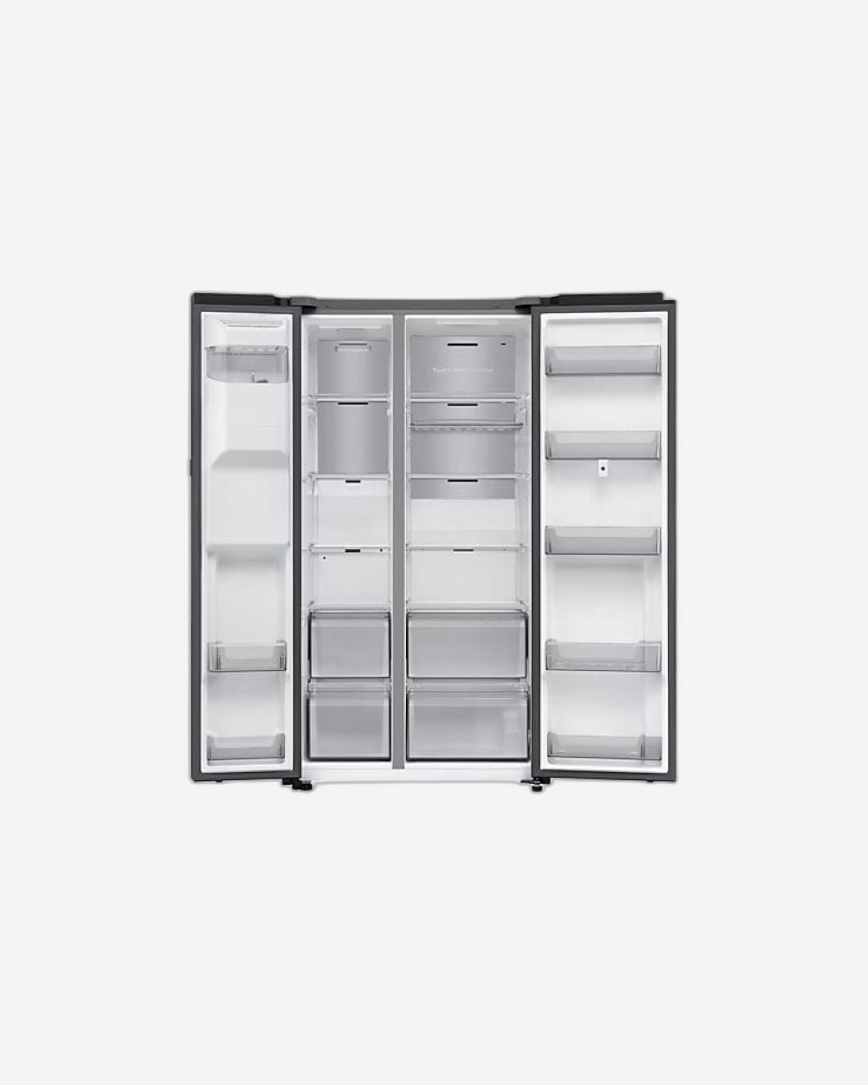 ثلاجة سامسونج المصممة حسب الطلب AI سعة 591 لترًا جنبًا إلى جنب مع شاشة Family Hub وتقنية SpaceMax - RS90F66B1FAE (بدون جهاز تنقية مياه ميلانو)