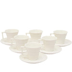 Shallow 12-Piece Tea Cup and Saucer Set, White, 200 ml, Bone China - Elegant and Durable Tea Set for Every Occasion