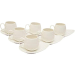 Shallow Bone China Tea Cup and Saucer Set, White, 200 ml, 12 Pieces – Elegant Tea Cups with Saucers for Tea Parties and Daily Use