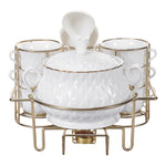 Shallow 15-Piece Porcelain Soup Set with Gold Stand – Elegant Dinnerware for Serving