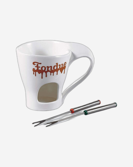 كوب فوندو من البورسلين الضحل - وعاء تدفئة أنيق ومدمج من البورسلين الأبيض