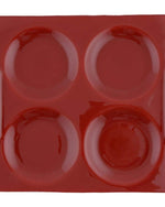 طقم تقديم من البورسلين الضحل، مكون من 5 قطع، باللونين الأبيض والأحمر - أدوات مائدة أنيقة مع 4 أكواب وصينية حمراء