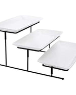 طقم تقديم من البورسلين الضحل، مكون من 5 قطع، باللونين الأبيض والأحمر - أدوات مائدة أنيقة مع 4 أكواب وصينية حمراء