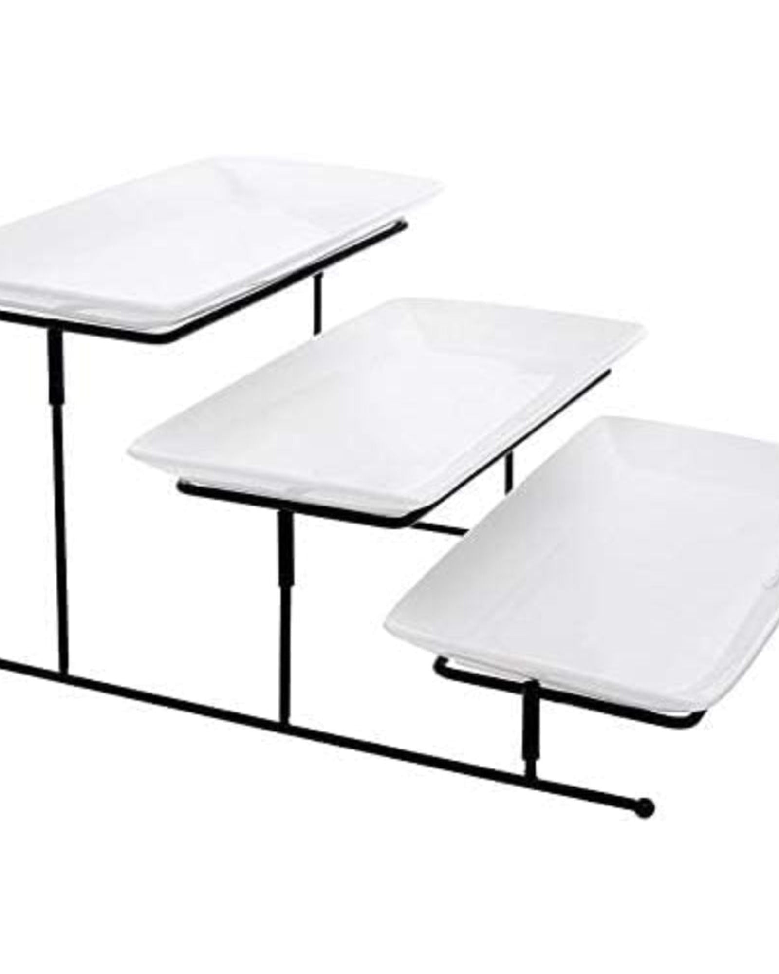 طقم تقديم من البورسلين الضحل، مكون من 5 قطع، باللونين الأبيض والأحمر - أدوات مائدة أنيقة مع 4 أكواب وصينية حمراء