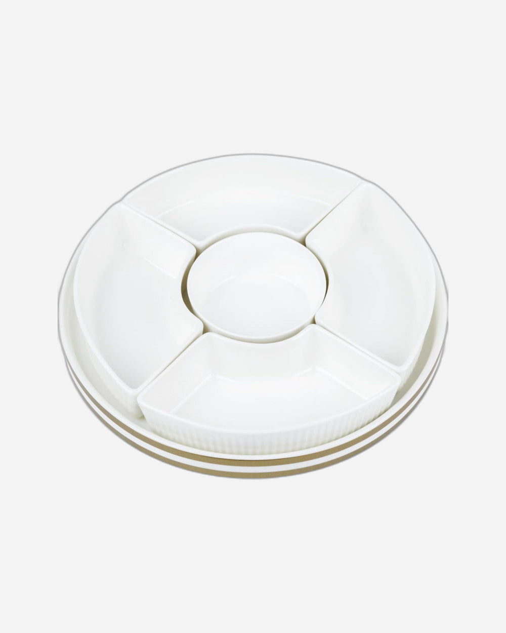 طقم تقديم من البورسلين "نيو فيردي" من شالو، بخمسة أقسام، بقطر ٢٦ سم - أدوات مائدة أنيقة لأطباق شهية