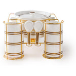 Shallow Porcelain New Verde 16-Piece Soup Set with Stand - Elegant Dining Ensemble