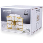 طقم حساء نيو فيردي من البورسلين الضحل، مكون من 16 قطعة مع حامل - طقم طعام أنيق