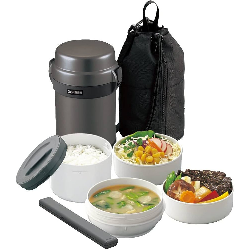 LUNCH JAR, 1.23LTR, WITH BAG,GUN METALLIC COLOUR.