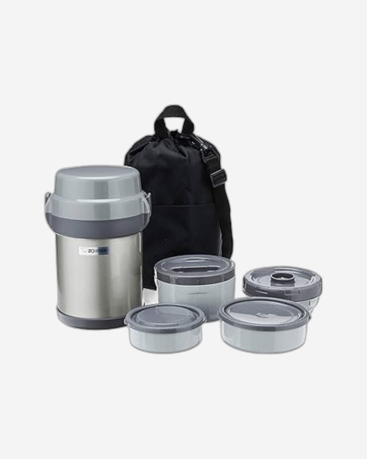 علبة غداء فضية من زوجيروشي سعة 1.23 لتر مع حقيبة