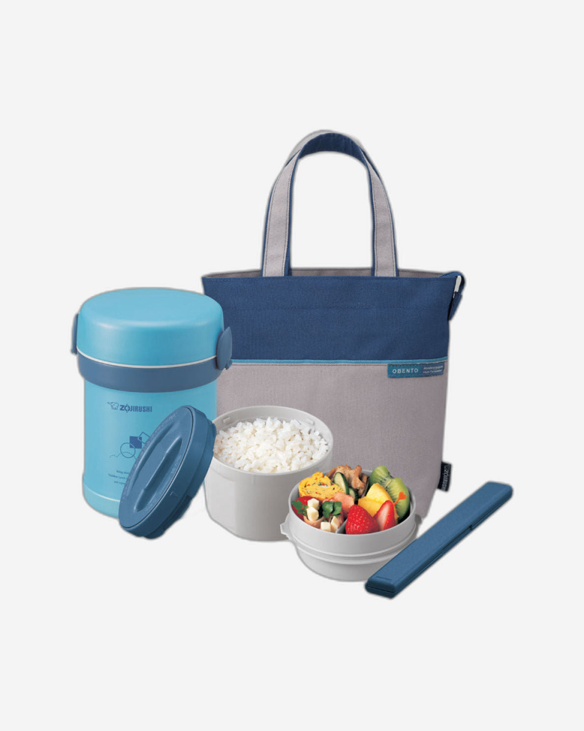 علبة غداء زوجيروشي سعة 0.63 لتر باللون الأزرق المائي، معزولة بتفريغ الهواء