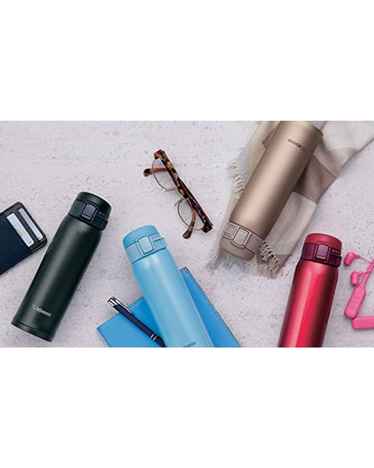 كوب زوجيروشي معزول بتفريغ الهواء، سعة 20 أونصة، لون أحمر ياقوتي