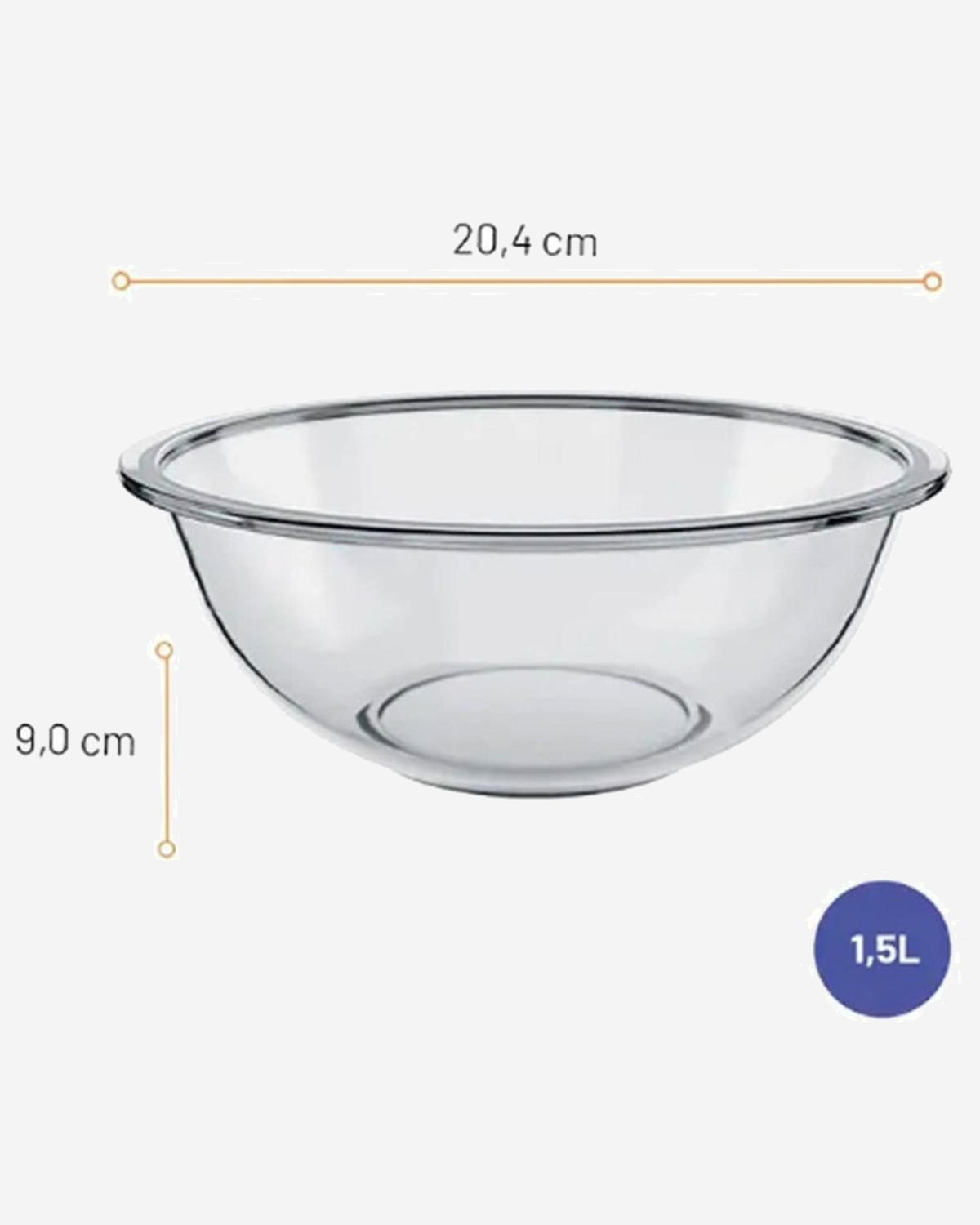 Marinex Glass Bowl Plus, Heat-Resistant, Borosilicate, 1.5L