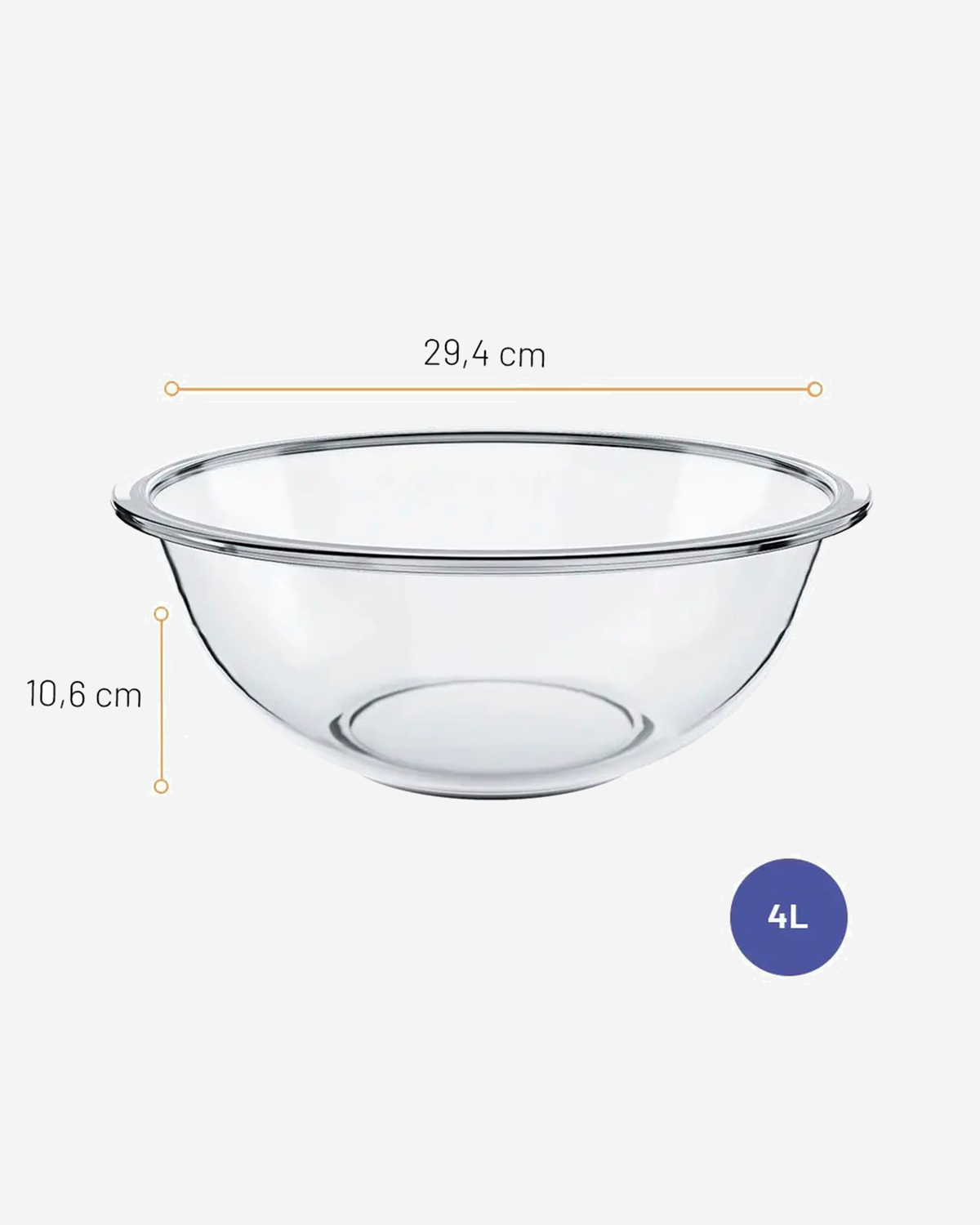 Marinex Glass Bowl Plus, Heat-Resistant, 4L