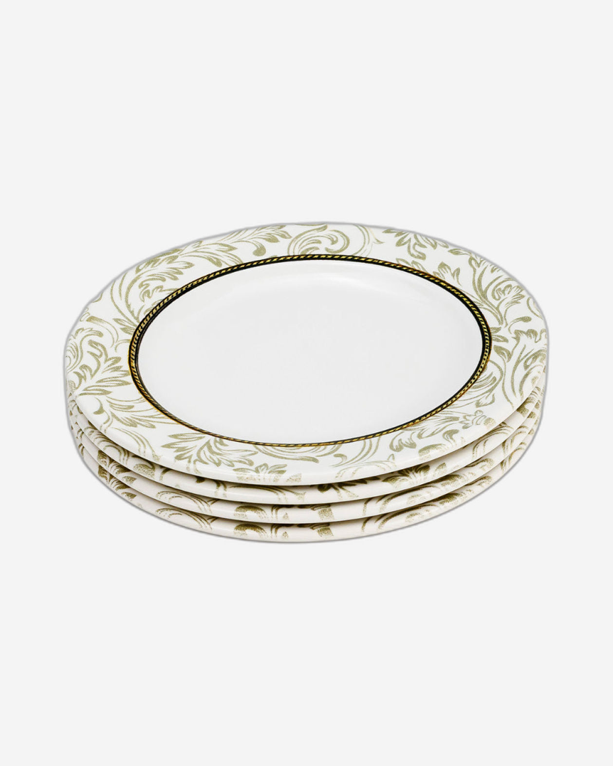 طبق حلوى دائري من السيراميك إيلانا من إيديسا، مقاس 20 سم، أبيض (مجموعة من 4 قطع)