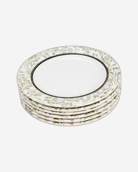 طبق حلوى دائري من السيراميك إيلانا من إيديسا، مقاس 20 سم، أبيض (مجموعة من 6 قطع)