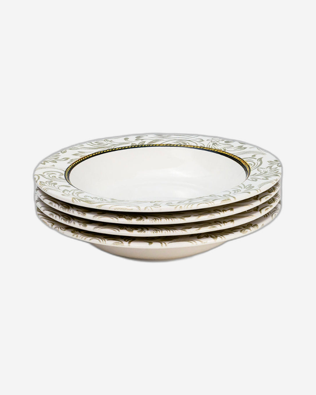 طبق حساء دائري من السيراميك إيلانا من إيديسا، مقاس 22 سم، أبيض (مجموعة من 4 قطع)