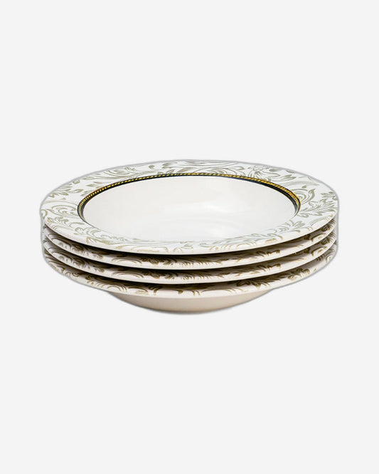 طبق حساء دائري من السيراميك إيلانا من إيديسا، مقاس 22 سم، أبيض (مجموعة من 4 قطع)