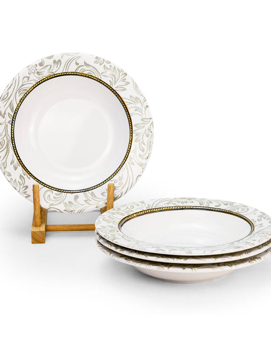 طبق حساء دائري من السيراميك إيلانا من إيديسا، مقاس 22 سم، أبيض (مجموعة من 4 قطع)