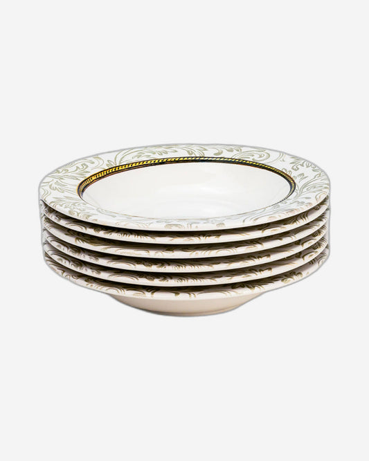 طبق حساء دائري من السيراميك إيلانا من إيديسا، مقاس 22 سم، أبيض (مجموعة من 6 قطع)