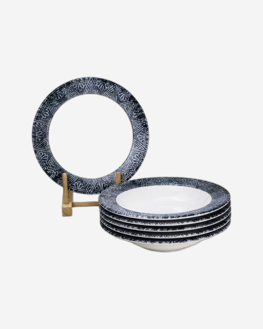 طبق حساء دائري من سيراميك جينكو من إيديسا، مقاس 22 سم، أبيض (مجموعة من 6 قطع)