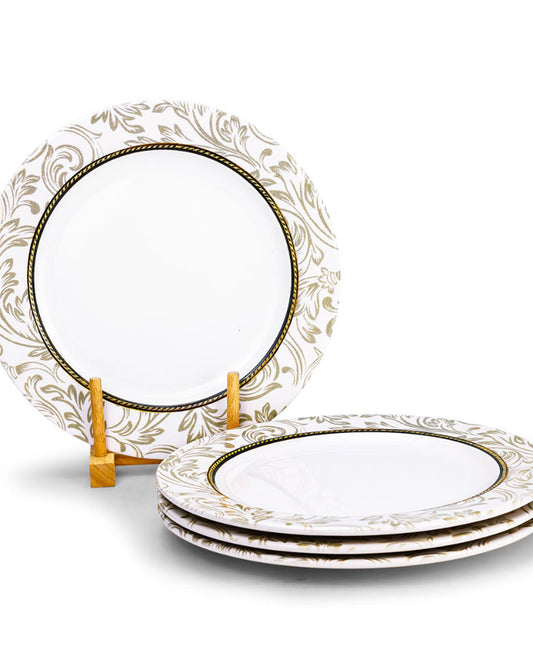 طبق عشاء دائري من السيراميك إيلانا من إيديسا، مقاس 27 سم، أبيض (مجموعة من 4 قطع)