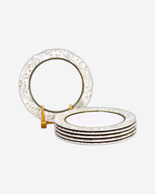 طبق عشاء دائري من السيراميك إيلانا من إيديسا، مقاس 27 سم، أبيض (مجموعة من 6 قطع)