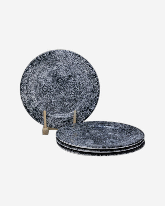 طبق عشاء دائري من سيراميك جينكو من إيديسا، مقاس 27 سم، متعدد الألوان (مجموعة من 4 قطع)