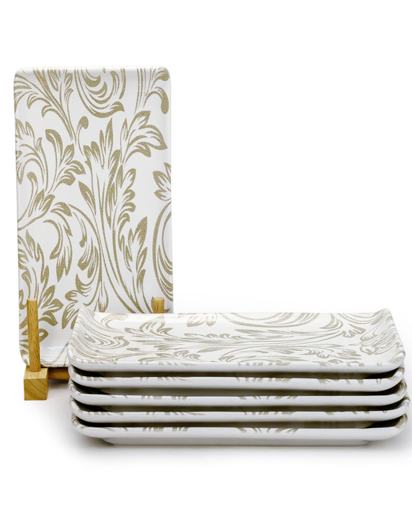 طبق تقديم مستطيل سيراميكي من إيديسا إيلانا (أبيض، 12.5 × 24 سم، مجموعة من 6 قطع)