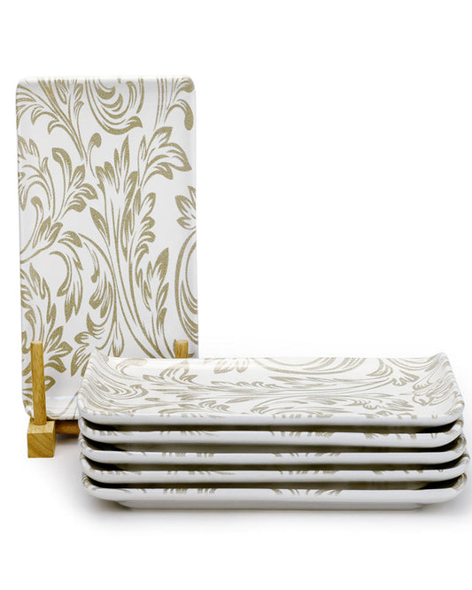 طبق تقديم مستطيل سيراميكي من إيديسا إيلانا (أبيض، 12.5 × 24 سم، مجموعة من 6 قطع)