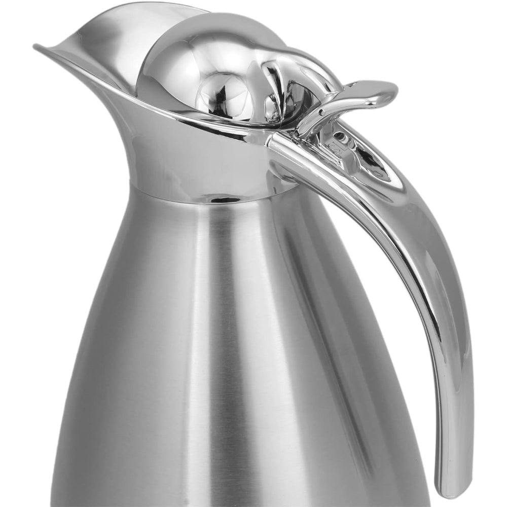 إبريق قهوة نيسان الحراري، قارورة معزولة بتفريغ الهواء مزدوجة الجدار، تحافظ على الحرارة لمدة 12 ساعة للقهوة والشاي والحليب - ستانلس ستيل فضي، سعة 2.0 لتر