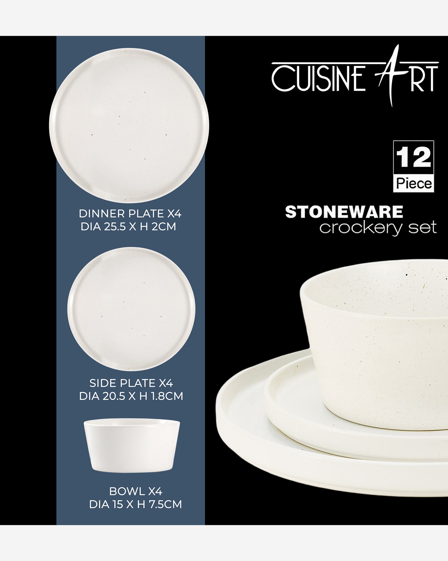 Cuisine Art Stoneware Dinner Set 12Pc WOLA