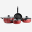 Red & Black Flame Design Non-Stick Cookware Set 7 pcs