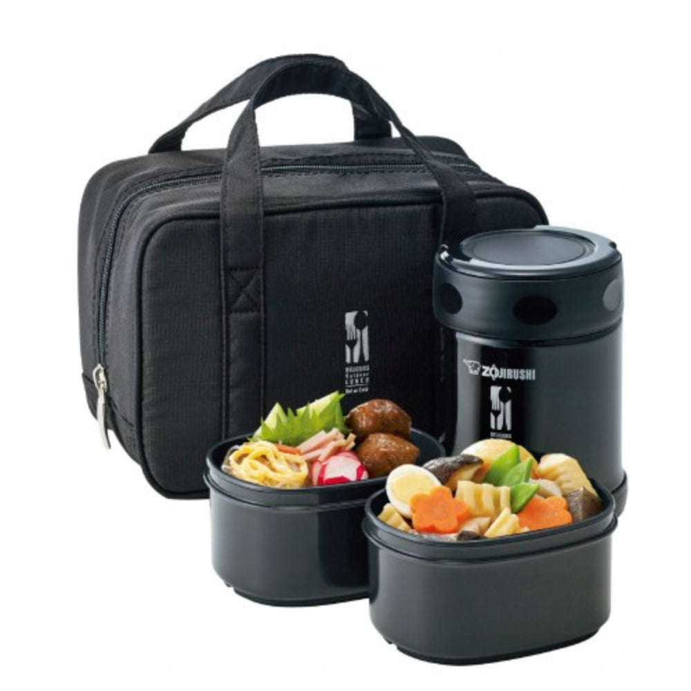 وعاء طعام مفرغ من الهواء من الفولاذ المقاوم للصدأ من زوجيروشي، سعة 0.35 لتر، أسود