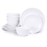 Shallow by Cuisine Art 12-Piece Porcelain Dinnerware Set – Elegant Ceramic Crockery for 4 | Includes 26.8 cm Dinner Plates, 20 cm Side Plates, and 15 cm Bowls, White