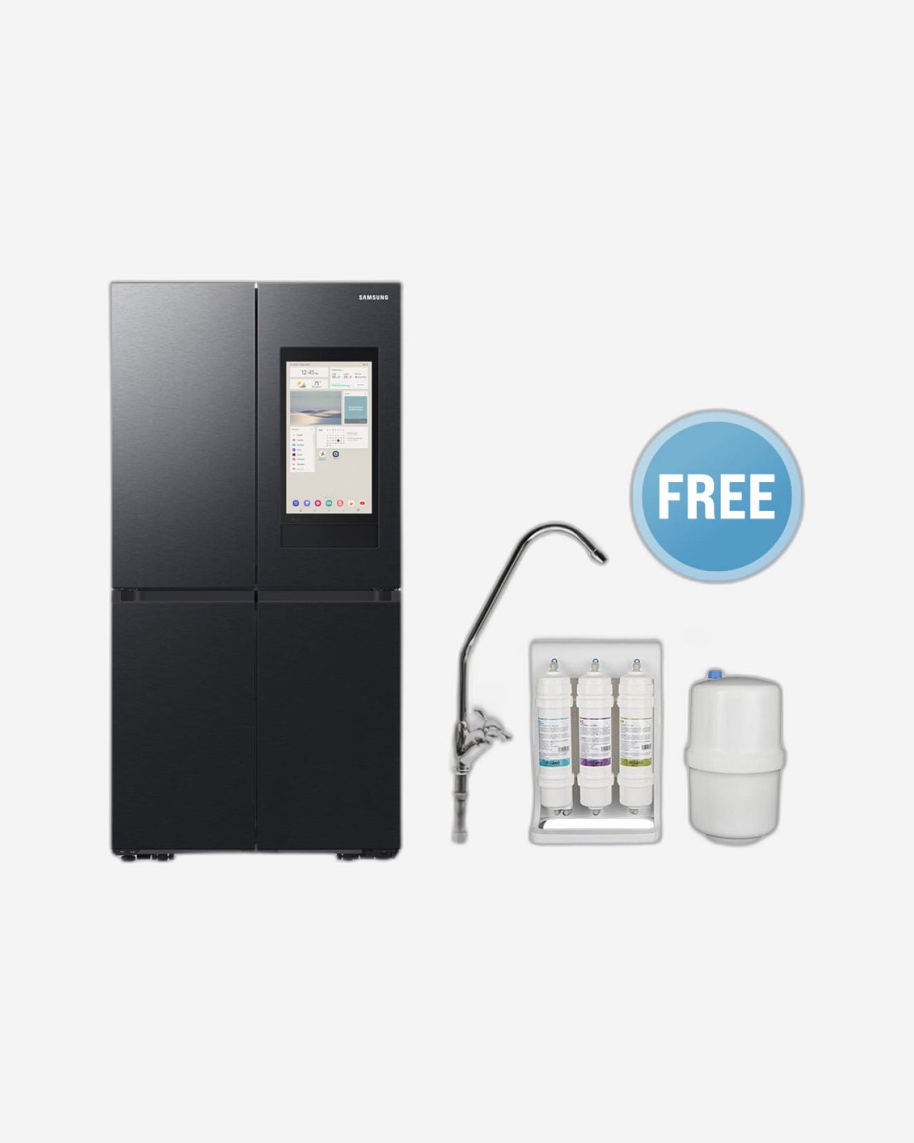 ثلاجة سامسونج، سعة إجمالية ٨٠٩ لترات / صافية ٧٠٢ لتر، بتصميم على شكل حرف T، مزودة بباب فرنسي، وشاشة فاميلي هب ٢١.٥ بوصة (إصدار الإمارات العربية المتحدة)، وتبريد شامل - RF71DG9H0EB1AE (بدون منقي مياه ميلانو)