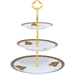Shallow Bone China 3-Tier Cake Plate, Elegant Porcelain Dessert Stand for Afternoon Tea, Pastries, & Weddings