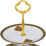 طبق كيك صيني عظمي ضحل بثلاث طبقات، حامل حلوى أنيق من البورسلين لشاي ما بعد الظهيرة والمعجنات وحفلات الزفاف