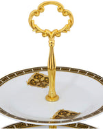 طبق كيك صيني عظمي ضحل بثلاث طبقات، حامل حلوى أنيق من البورسلين لشاي ما بعد الظهيرة والمعجنات وحفلات الزفاف