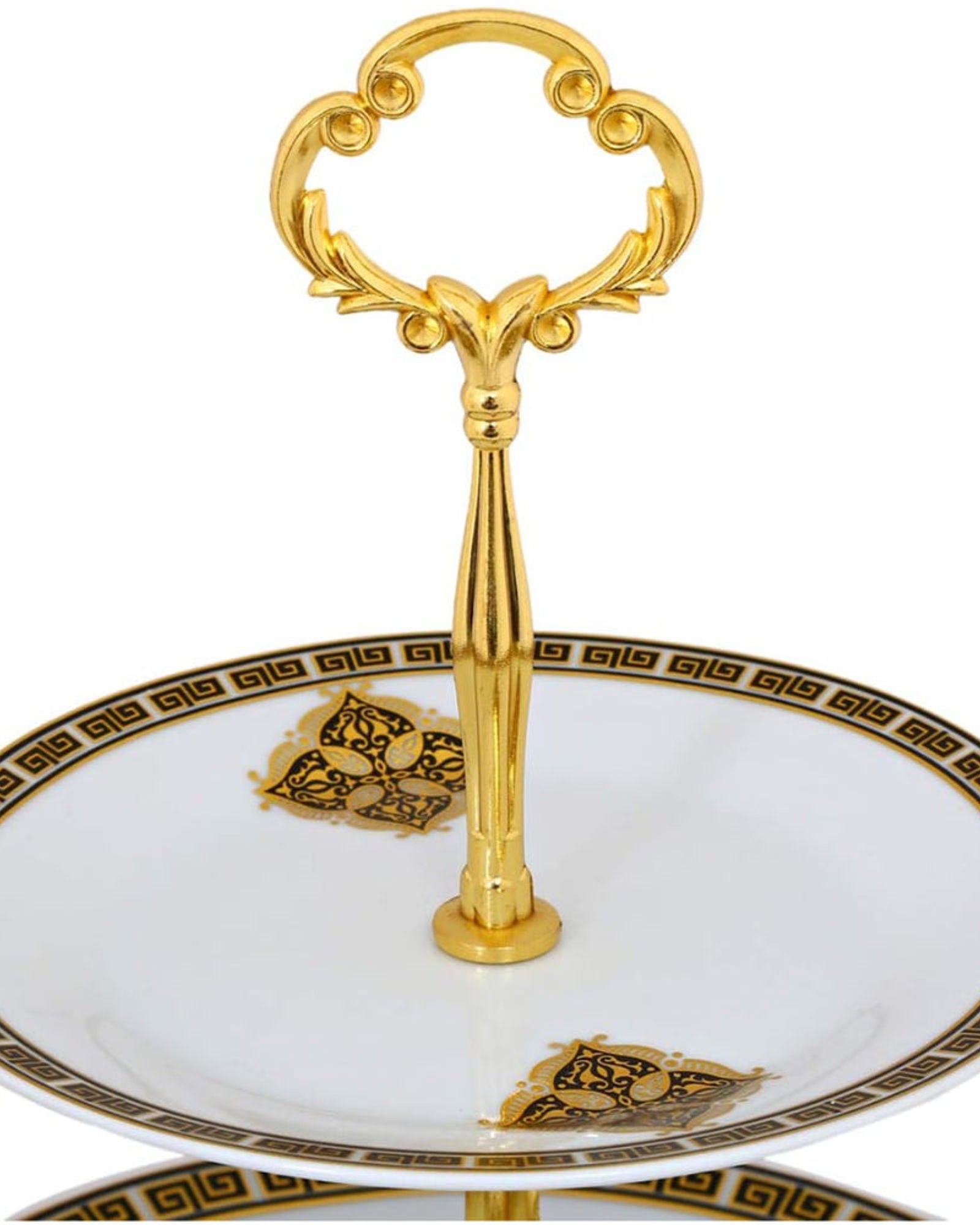 طبق كيك صيني عظمي ضحل بثلاث طبقات، حامل حلوى أنيق من البورسلين لشاي ما بعد الظهيرة والمعجنات وحفلات الزفاف