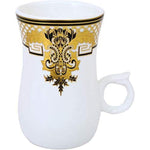 طقم أكواب وصحن استكان من 12 قطعة من الخزف الصيني العظمي الضحل، أكواب شاي تركية أنيقة من البورسلين للقهوة والشاي والمشروبات الساخنة