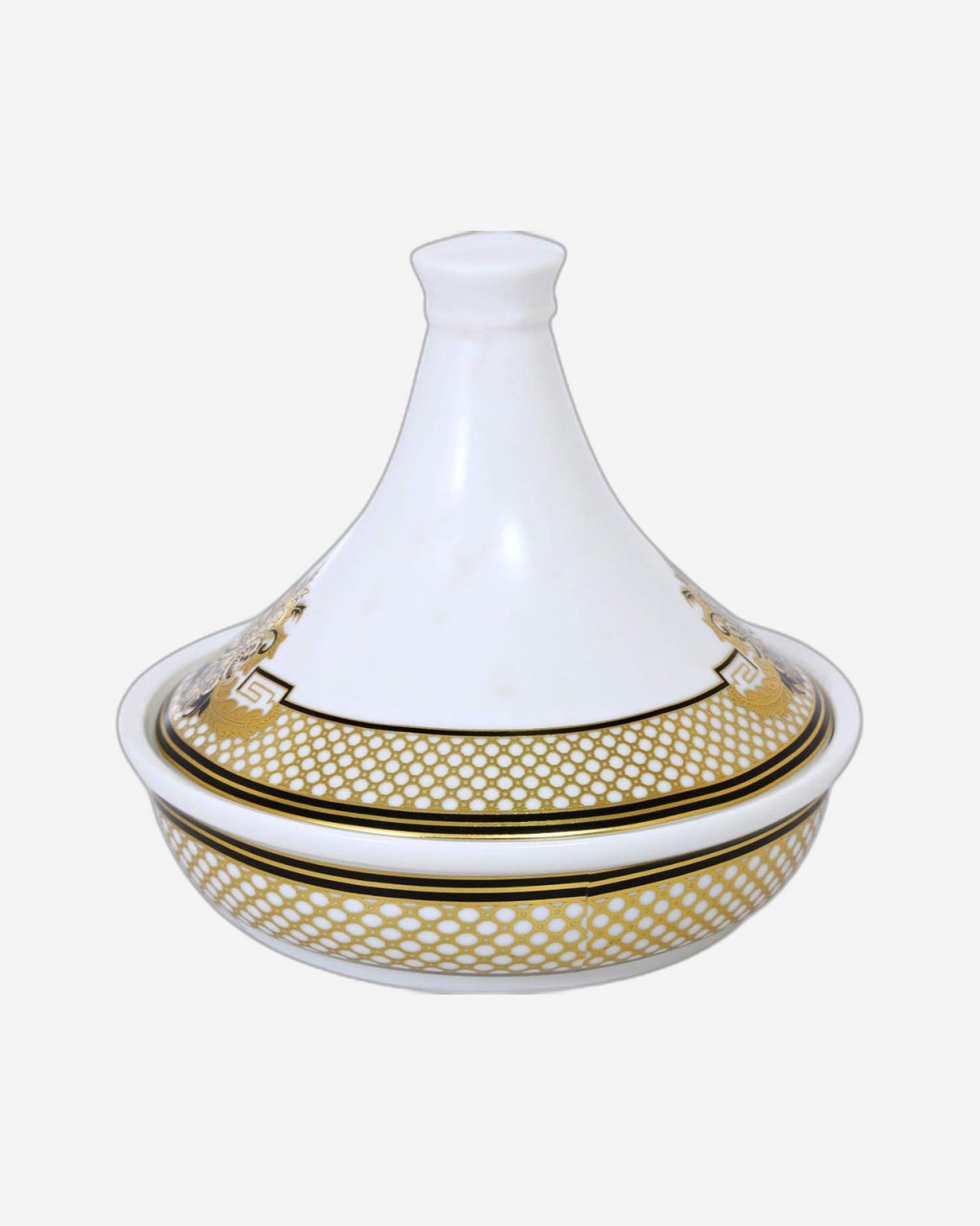 طقم طاجن صيني عظمي ضحل مع غطاء 6 بوصات (15 سم)، وعاء طبخ مغربي أنيق من البورسلين لليخنات والأطباق