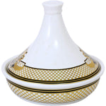 Shallow Bone China Tajine Set with Cover 6 Inches (15 cm), Elegant Porcelain Moroccan Cooking Pot for Stews & Dishes