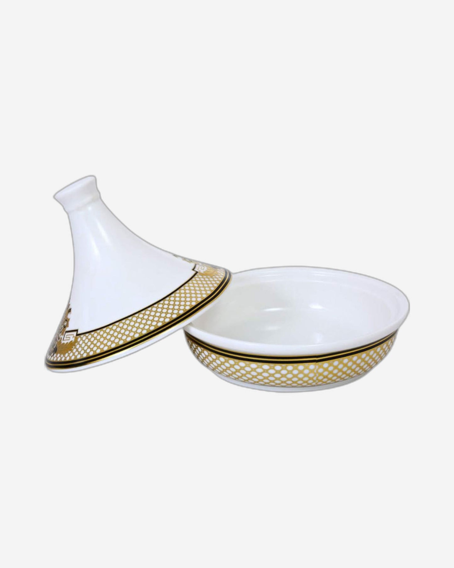 طقم طاجن صيني عظمي ضحل مع غطاء 6 بوصات (15 سم)، وعاء طبخ مغربي أنيق من البورسلين لليخنات والأطباق