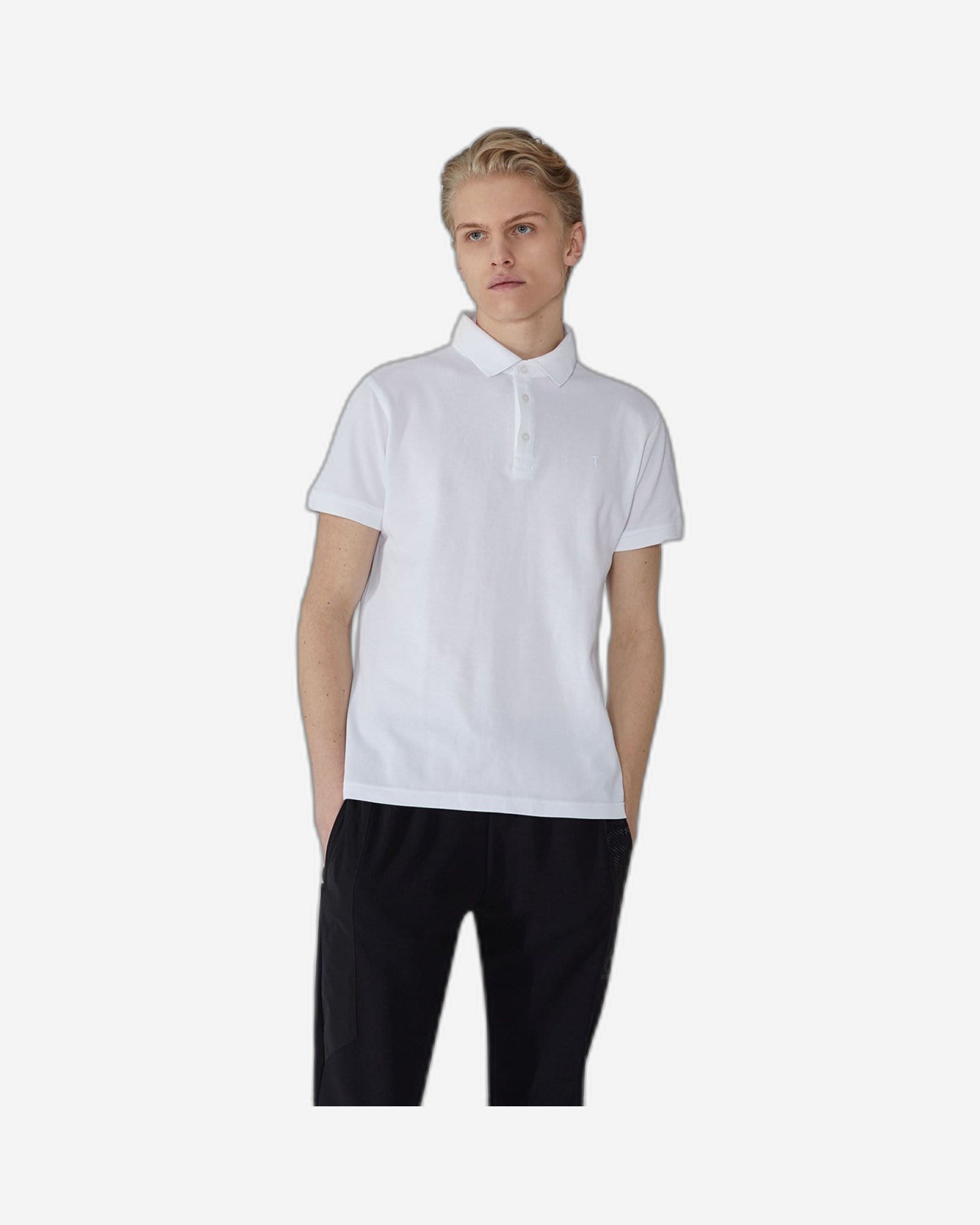 قميص بولو تروساردي من القطن الخالص بيكيه - أبيض - 52T00349