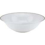 Shallow Porcelain Sahara Bowl with Gold Rim, White, 23 cm, Elegant Porcelain Serving Bowl for Soup, Salad & Desserts