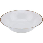 وعاء صحارى ضحل من البورسلين بحافة ذهبية، أبيض، 23 سم، وعاء تقديم أنيق من البورسلين للحساء والسلطة والحلويات