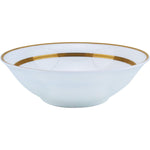 Shallow Porcelain Royal Bowl with Gold Rim, White, 23 cm, Elegant Serving Bowl for Soup, Salad, Dessert & More