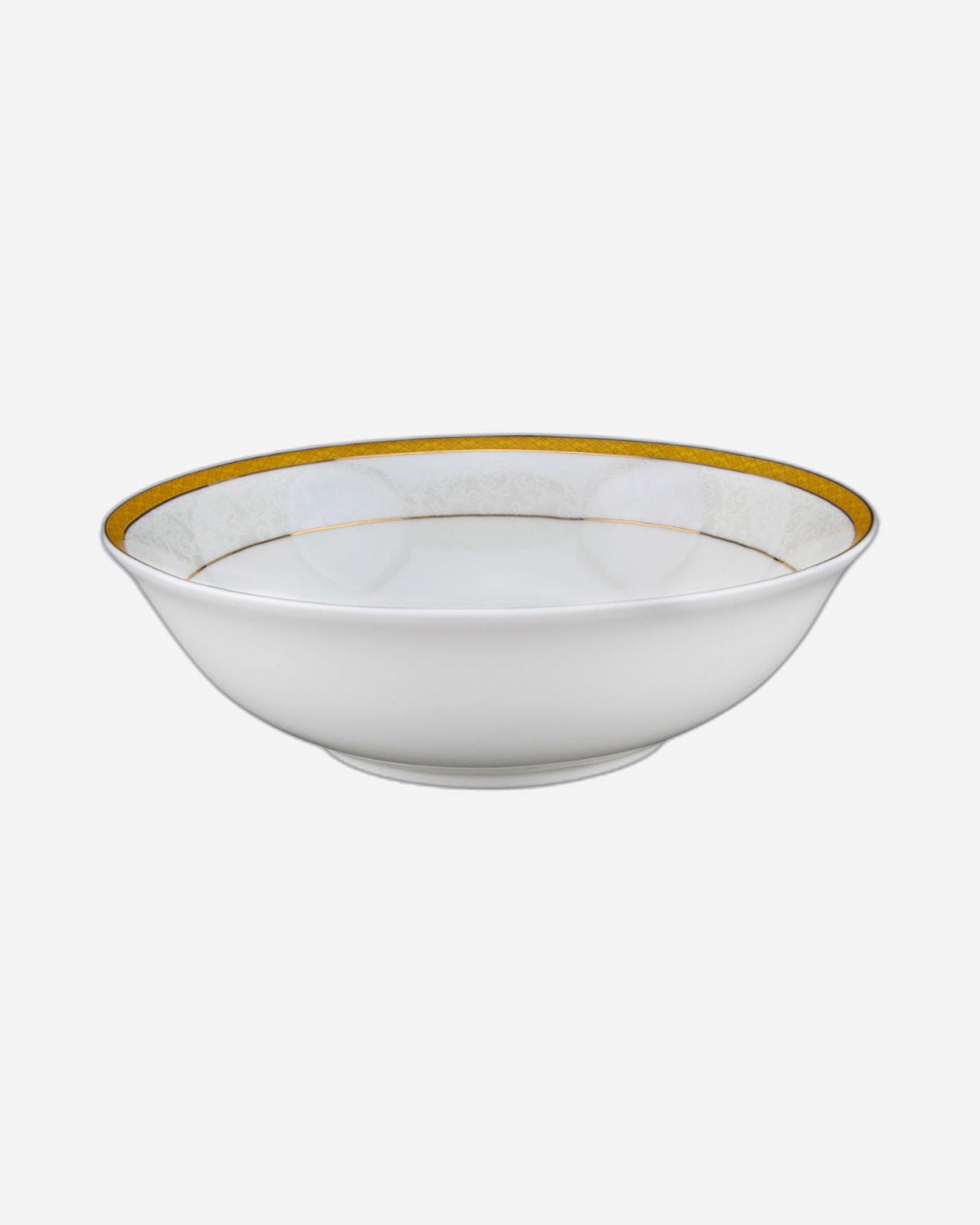 وعاء Palazzo من البورسلين الضحل بحافة ذهبية، أبيض، 23 سم، وعاء تقديم أنيق للحساء والسلطة والحلويات والمزيد