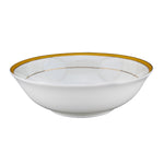 Shallow Porcelain Palazzo Bowl with Gold Rim, White, 23 cm, Elegant Serving Bowl for Soup, Salad, Dessert & More