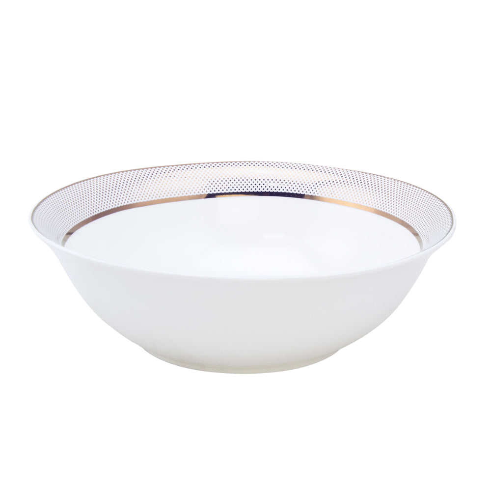 Shallow 23 cm Porcelain Bowl, Elegant White Serving Bowl for Soup, Salad, Dessert & More